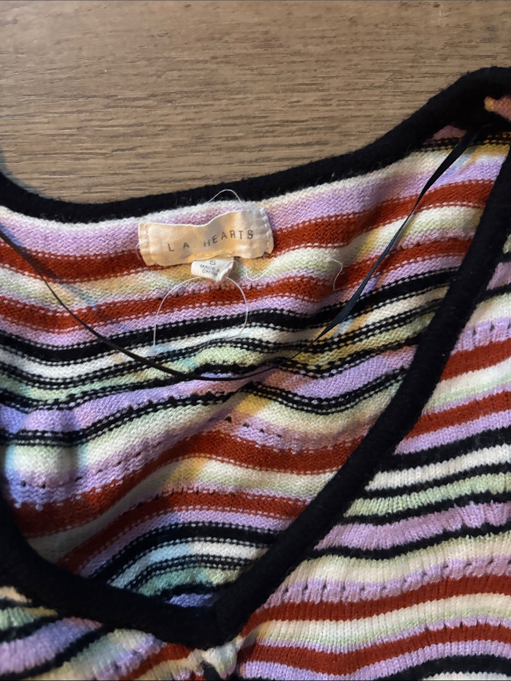 Lot of 2 Sweaters  - Sage Green Aeropostale and striped PAC Sun LA Hearts - Picture 4 of 6